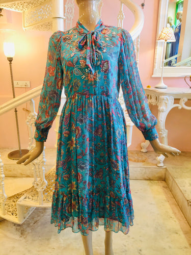 Leaves of Grass, New York Richmond Hill printed silk chiffon dress