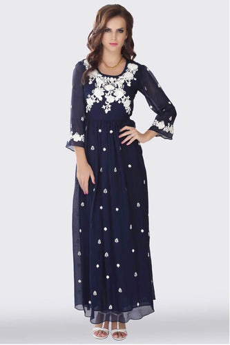 Deep navy chiffon maxi