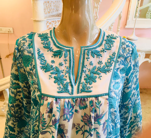 Leaves of Grass, New York Tuscany patchwork silk chiffon blouse