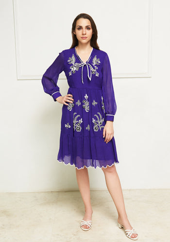 Lyford Cay chiffon scalloped hem midi dress