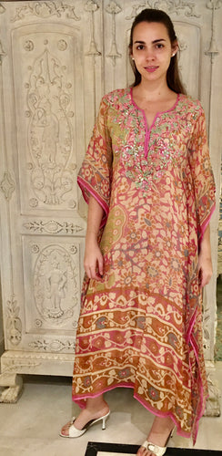 Leaves of Grass New York Blenheim silk chiffon kaftan