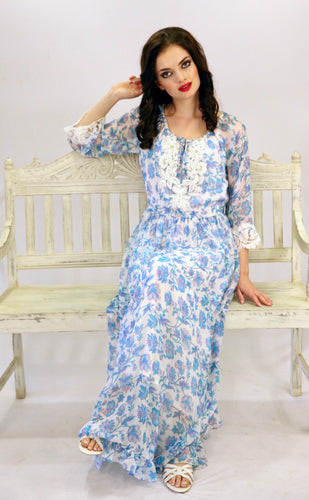French lace silk chiffon maxi 