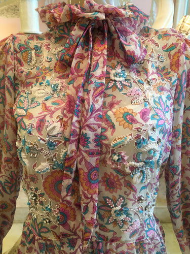 Leaves of Grass, New York Bridgehampton silk chiffon printed dress