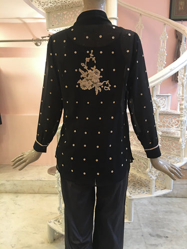 Leaves of Grass, New York Chaleur French lace chiffon blouse