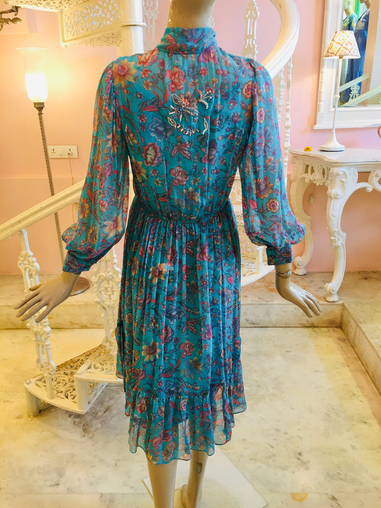 Leaves of Grass, New York Richmond Hill printed silk chiffon dress