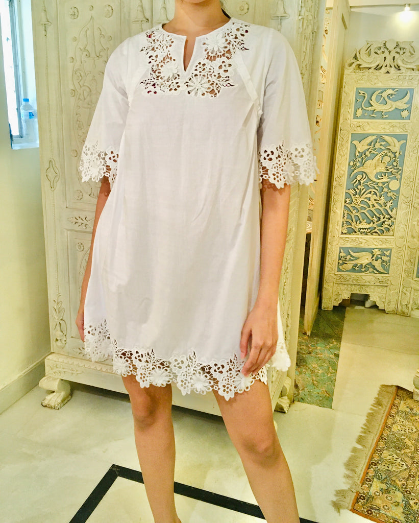 Leaves of Grass, New York Fisher Island cotton lace dress
