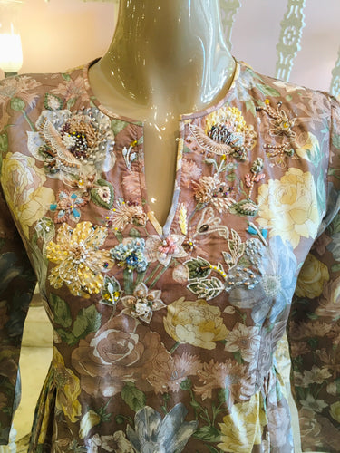 Leaves of Grass, New York Casmira printed silk dress