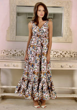 Load image into Gallery viewer, Hand printed silk maxi with ruffled straps