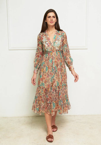 boho chic silk chiffon dress