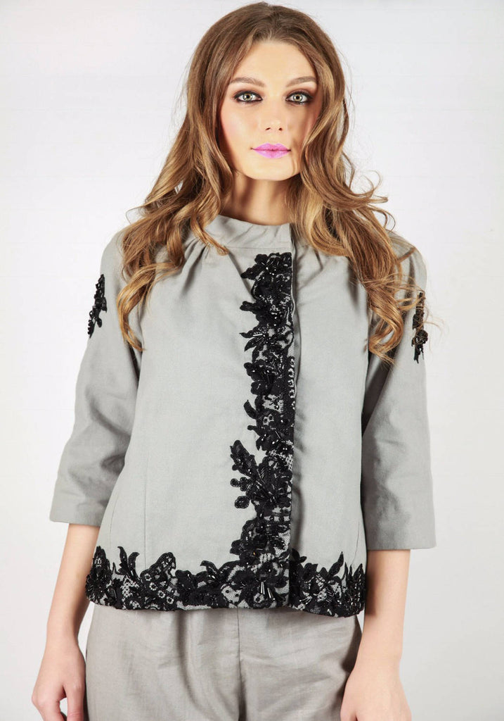 French lace beaded trapeze jacket