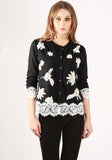 Theodora fine French lace,wool and cotton sweater